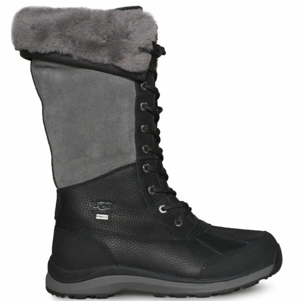 UGG ADIRONDACK III TALL BLACK GRAY WATERPROOF WOMENS SIZE 6 AUTHENTIC BOOTS